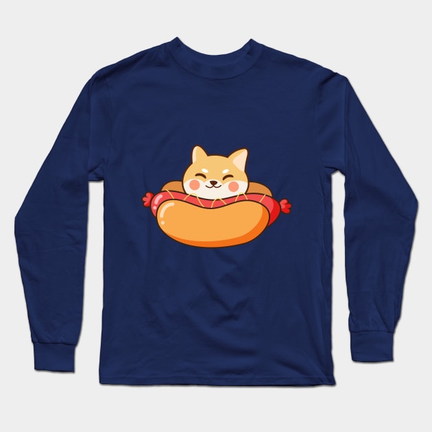 Shiba Inu Hotdog Long Sleeve T-Shirt by mintcorner